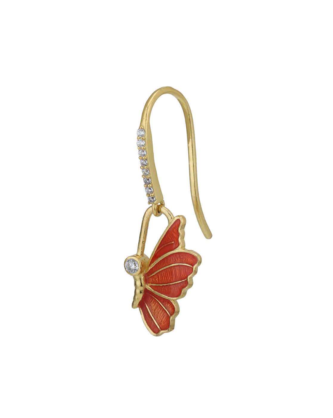 18kt Gold Plated CZ Butterfly Enamel Drop Earring