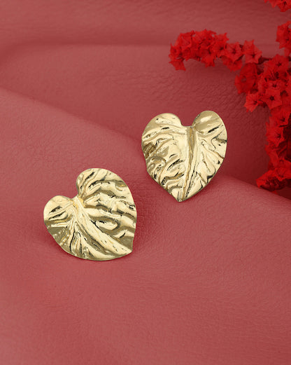 18kt Gold Plated with Heart Bold Stud Earring