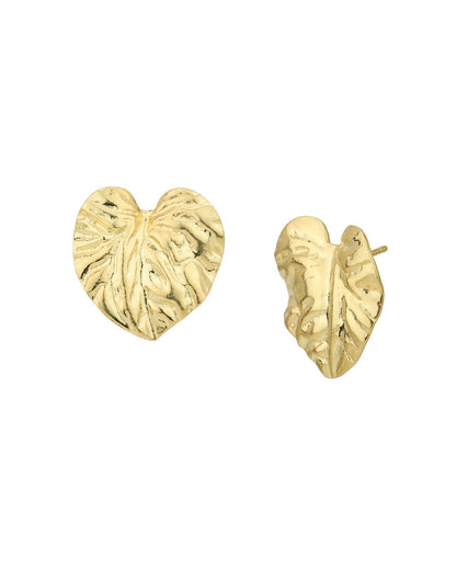 18kt Gold Plated with Heart Bold Stud Earring