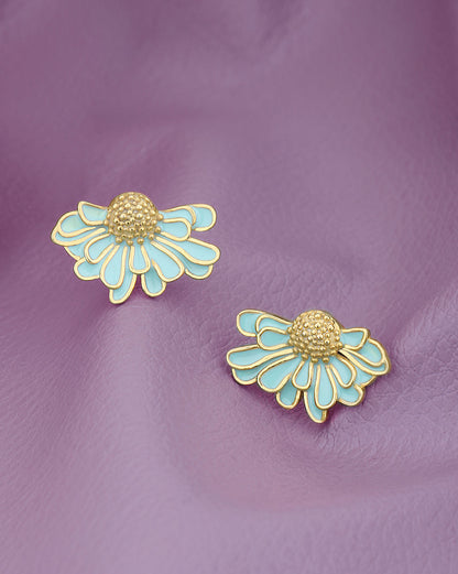 18kt Gold Plated with Enamel Floral Stud Earring