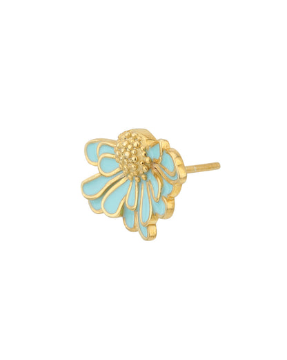 18kt Gold Plated with Enamel Floral Stud Earring