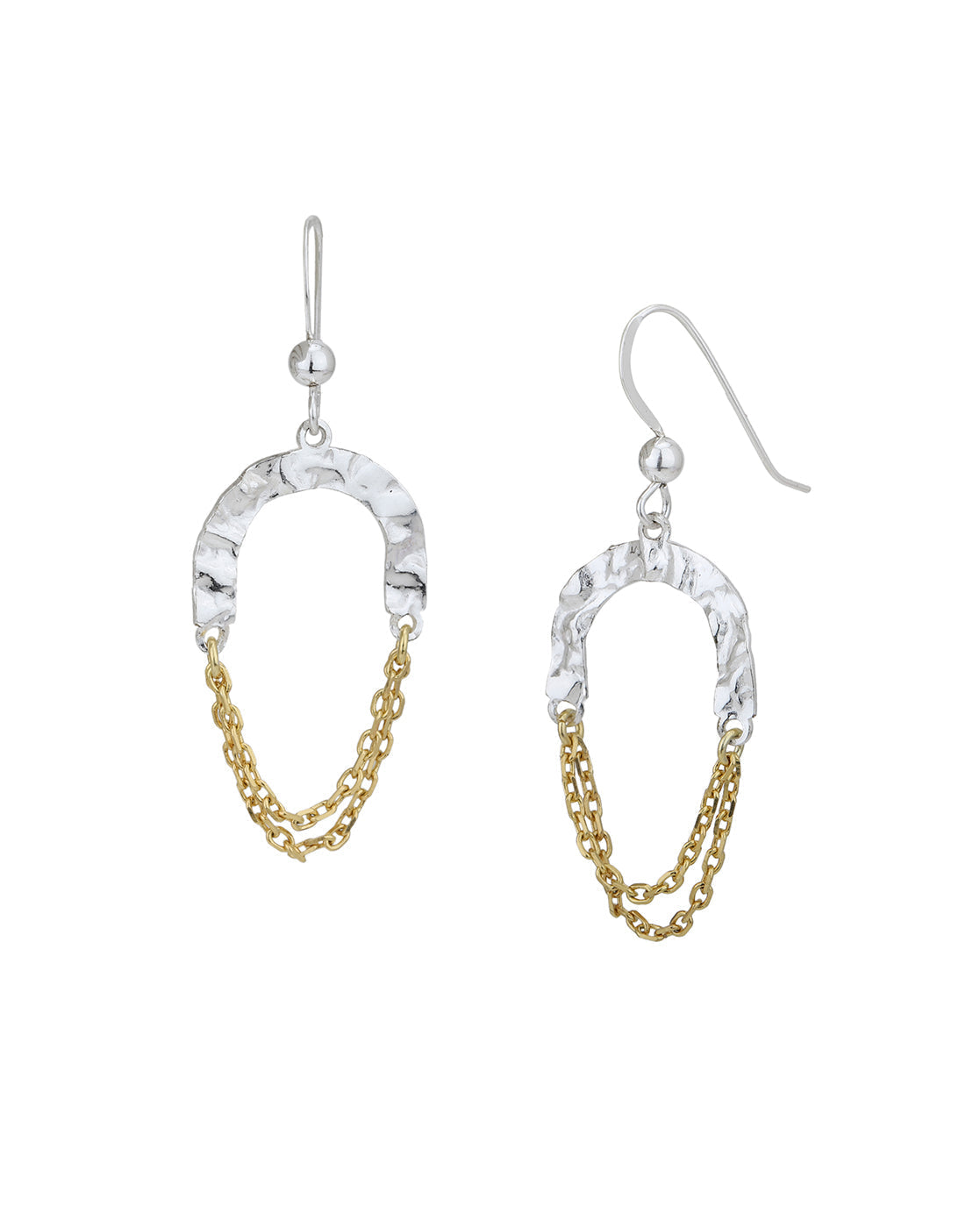 Rhodium with 18kt Gold Plated Contemporary Drop Earring