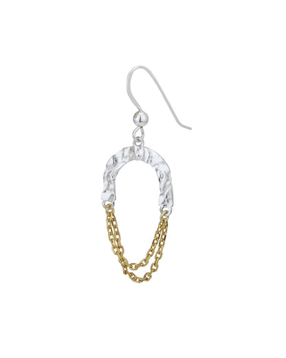 Rhodium with 18kt Gold Plated Contemporary Drop Earring