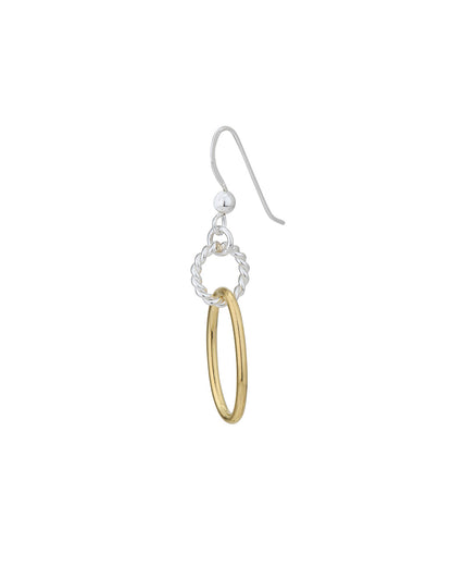 18kt Gold and Rhodium Plated Oval Drop Earring