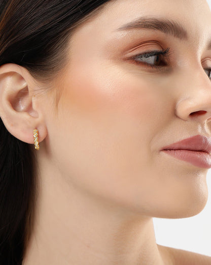 18kt Gold Plated with CZ Circular Hoop Earring