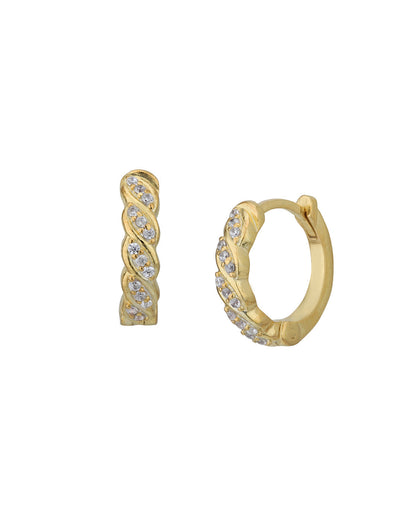 18kt Gold Plated with CZ Circular Hoop Earring