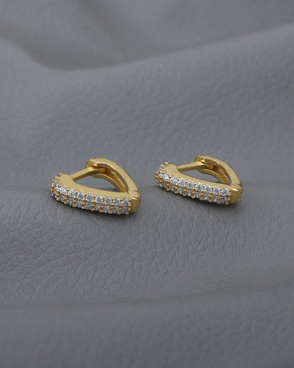 18kt Gold Plated with CZ Heart Hoop Earring