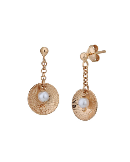 18kt Rose Gold Plated Pearl Circular Drop Earring