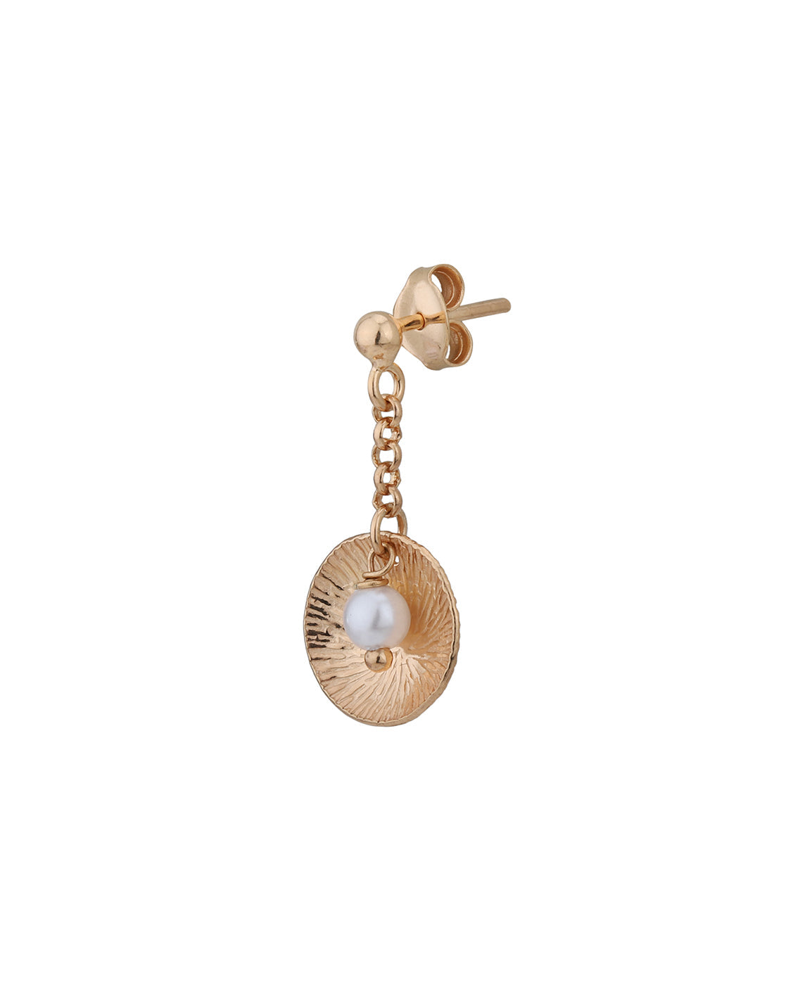 18kt Rose Gold Plated Pearl Circular Drop Earring