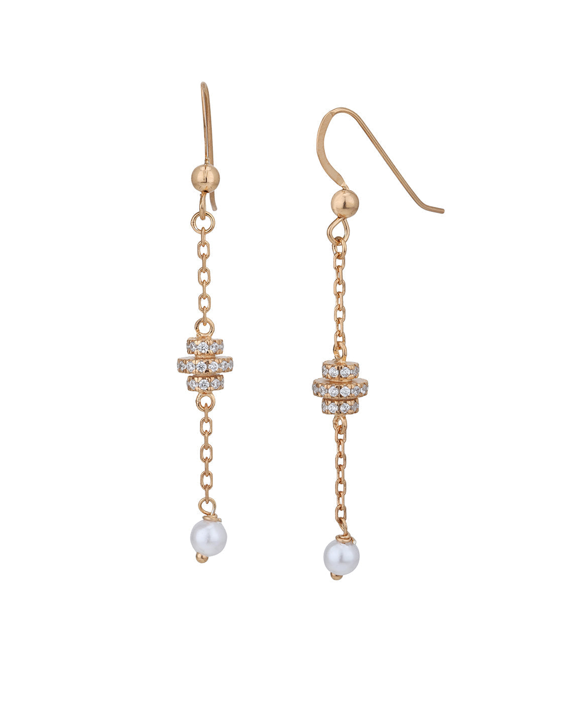 18kt Rose Gold Plated CZ and Pearl Drop Earring