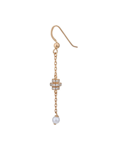 18kt Rose Gold Plated CZ and Pearl Drop Earring