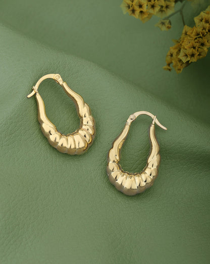 18kt Gold Plated Fancy Contemporary Hoop Earring