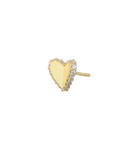18kt Gold Plated with CZ Heart Stud Earring