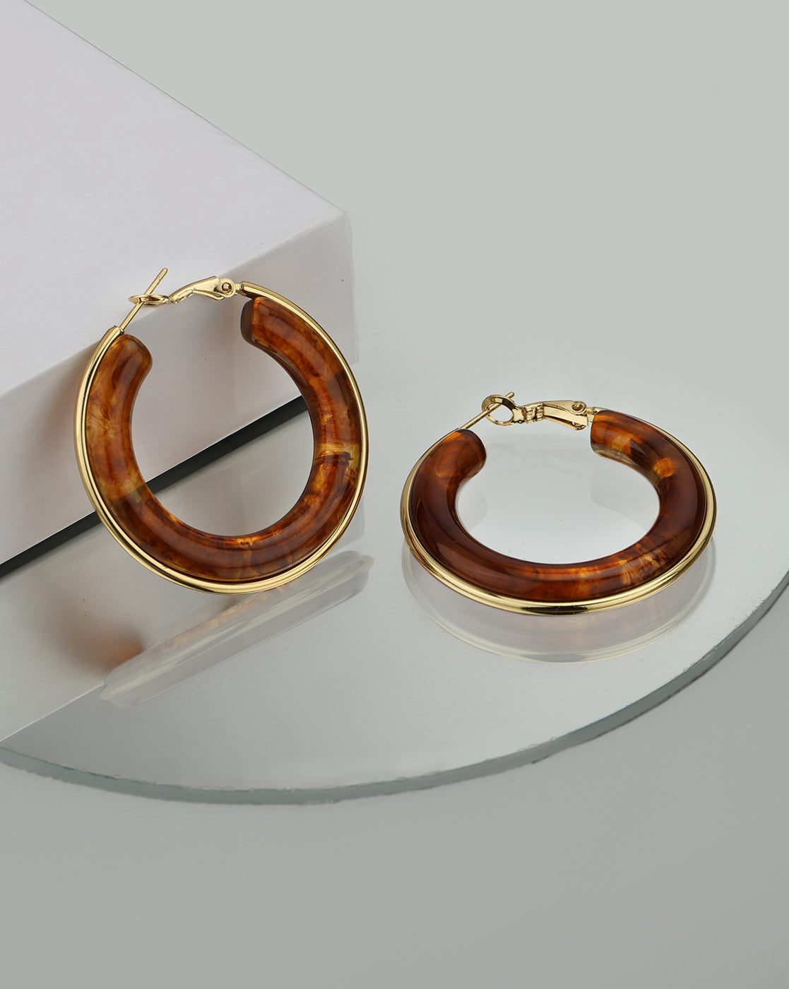 18kt Gold Plated Stainless Steel Resin Hoop Earring
