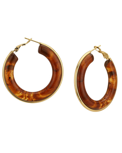 18kt Gold Plated Stainless Steel Resin Hoop Earring
