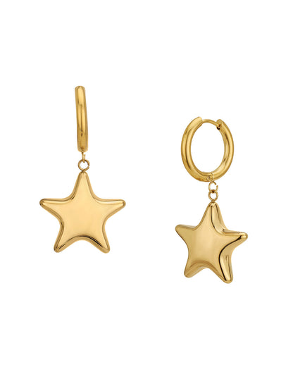 18kt Gold Plated Dangling Star Hoop Earring