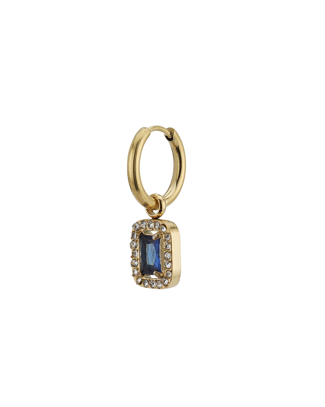 18kt Gold Plated Stainless Steel CZ Square Hoop Earring
