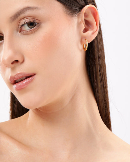 Set of 6-18kt Gold Plated Stainless Steel Stud Hoop Earring Set