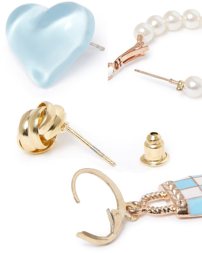 Set of 6 GENZ Gold Plated Multipack Stud &amp; Hoop Earring Set