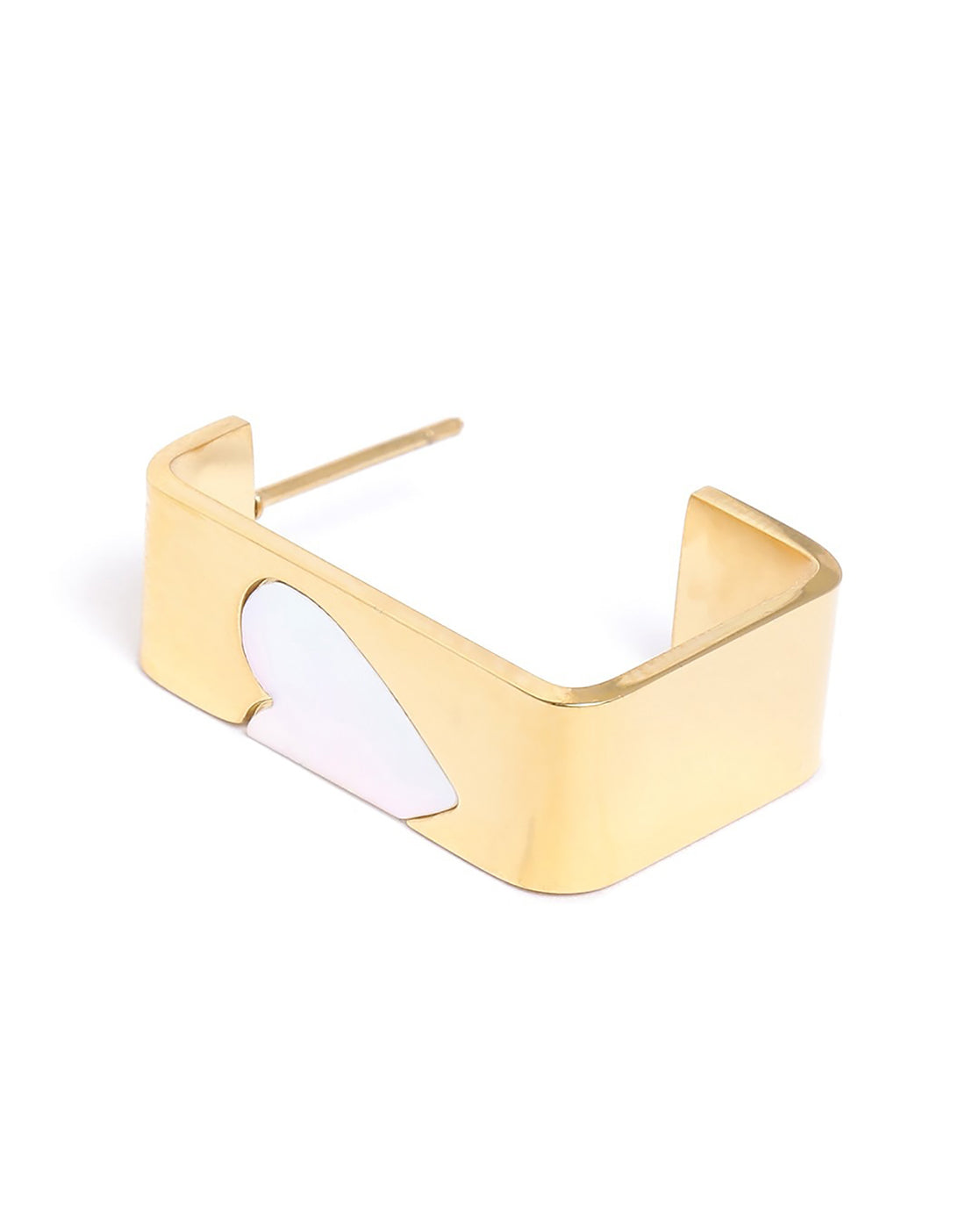 Gold Plated Half Hoop Earring with enamel Heart