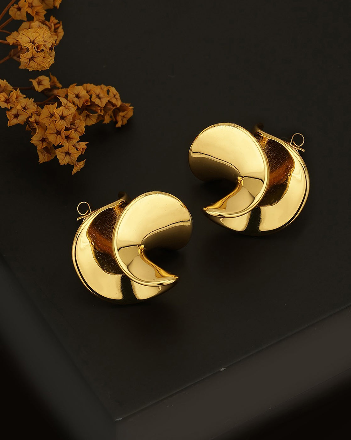 Gold Plated Conemporary Drop Earring