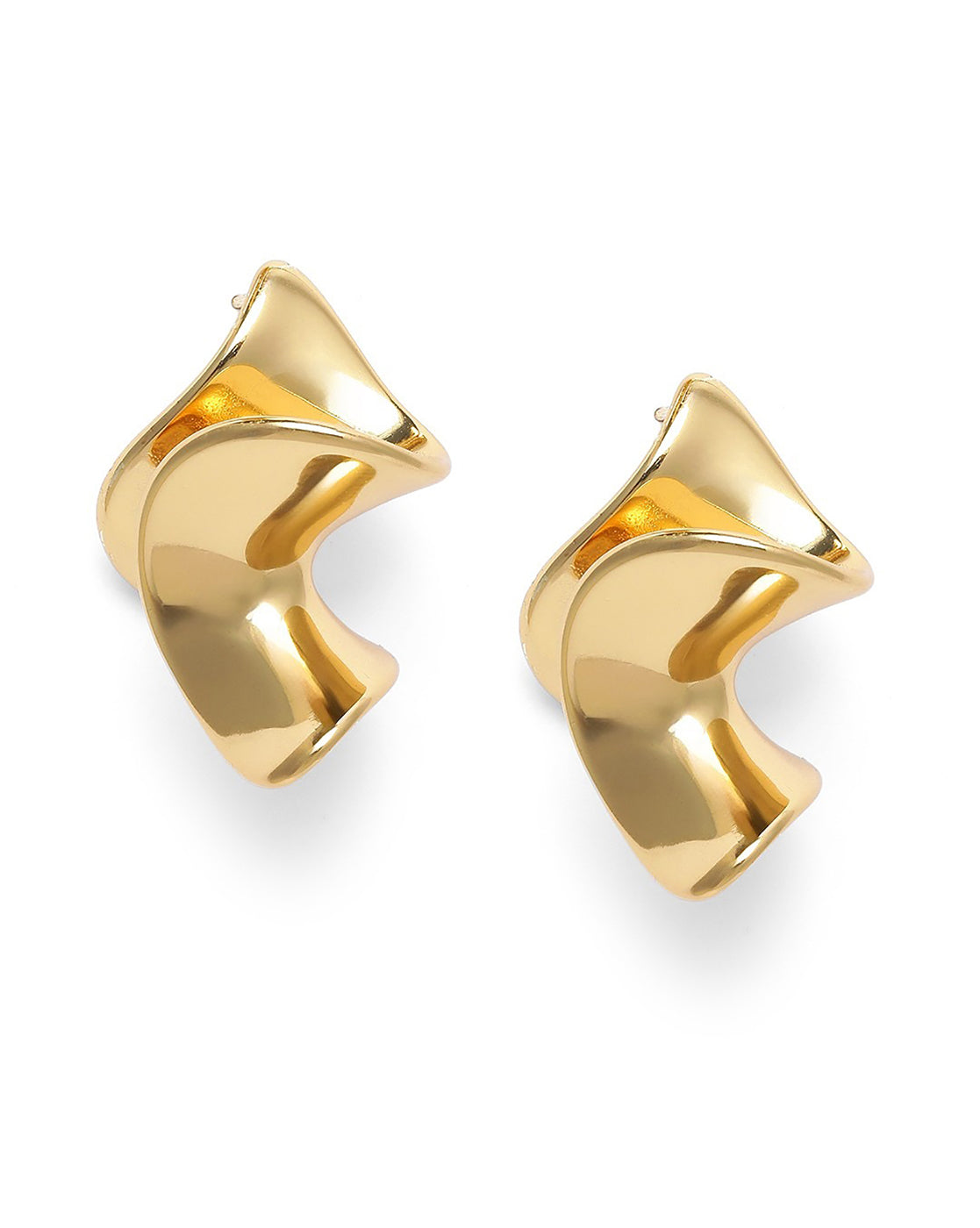 Gold Plated Conemporary Drop Earring