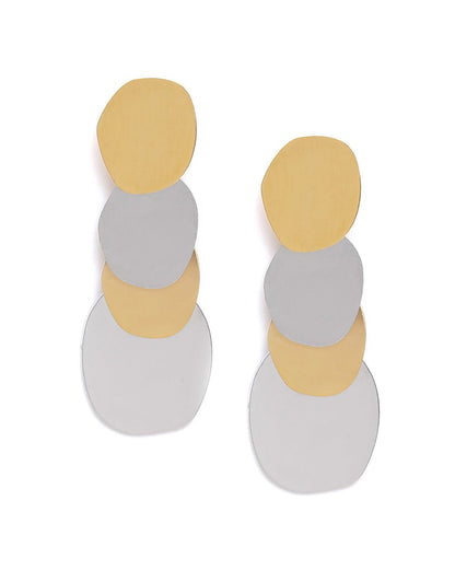 Gold and Silver Plated Multi Disc Drop Earring