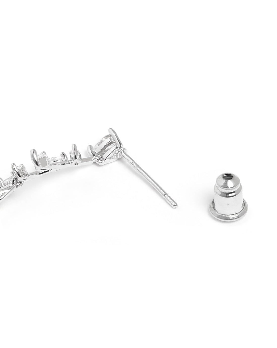Silver Plated CZ Leaf Drop Earring