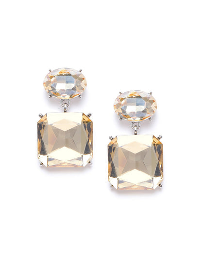 Silver Plated Crystal Rectangle Fancy Drop Earring