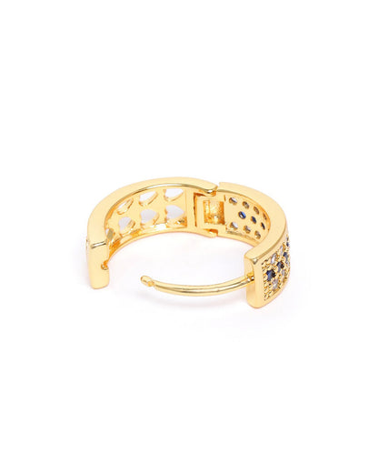 Gold Plated Blue CZ Fancy Hoop Earring