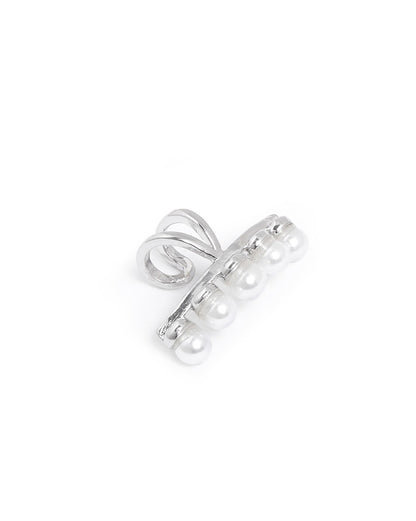 Silver Plated Pearl Fancy Ear Cuff Earring