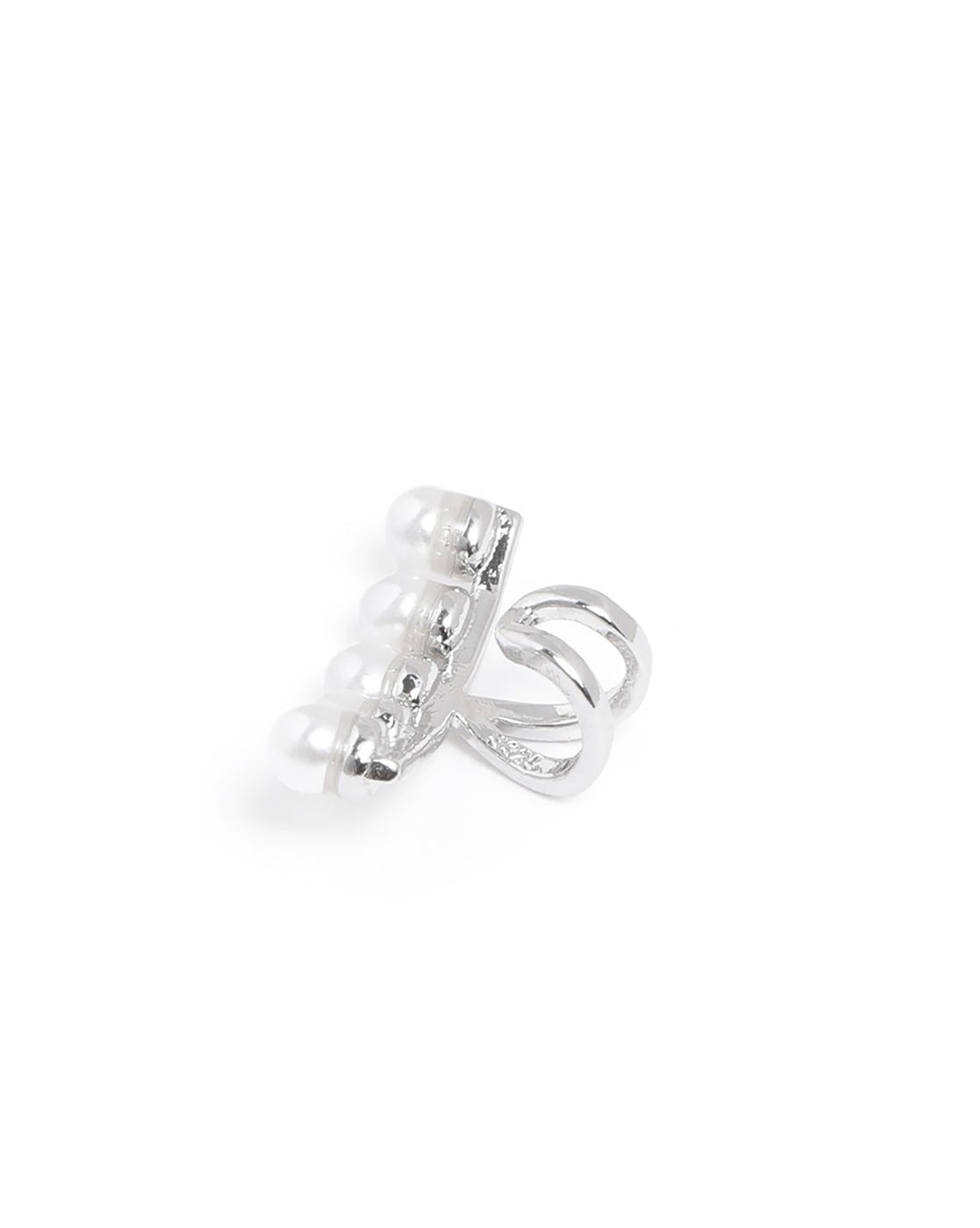 Silver Plated Pearl Fancy Ear Cuff Earring