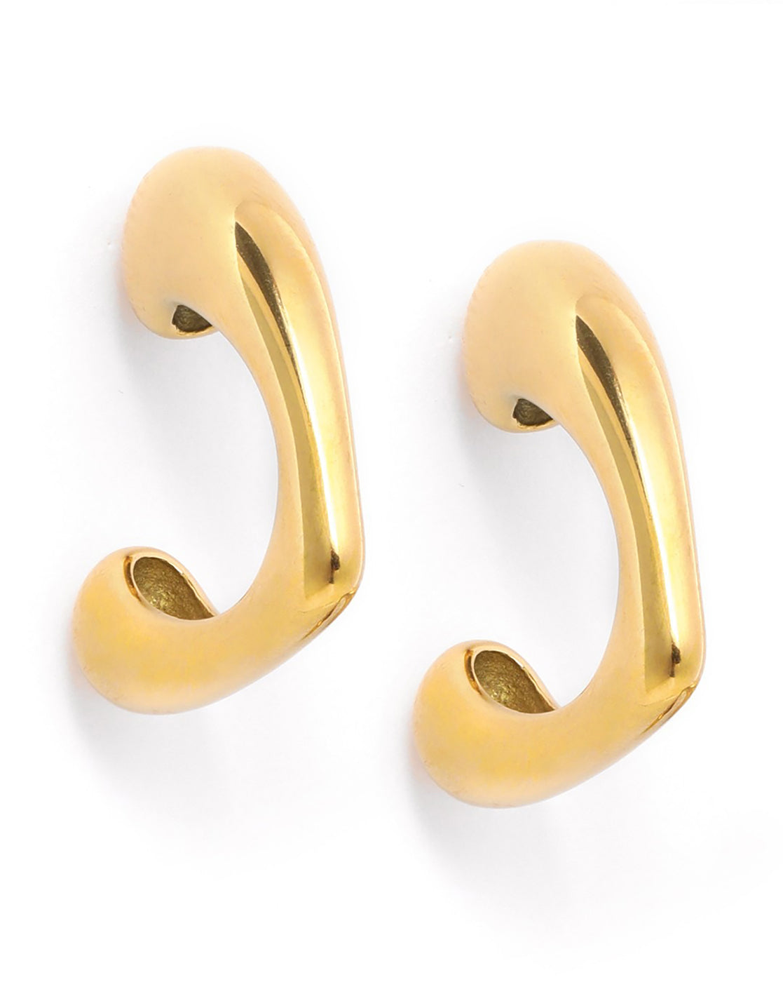Gold Plated Heart Half Hoop Earring