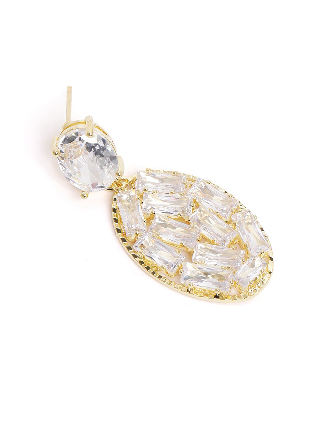 Premium Gold Plated CZ Oval Fancy Drop Earring
