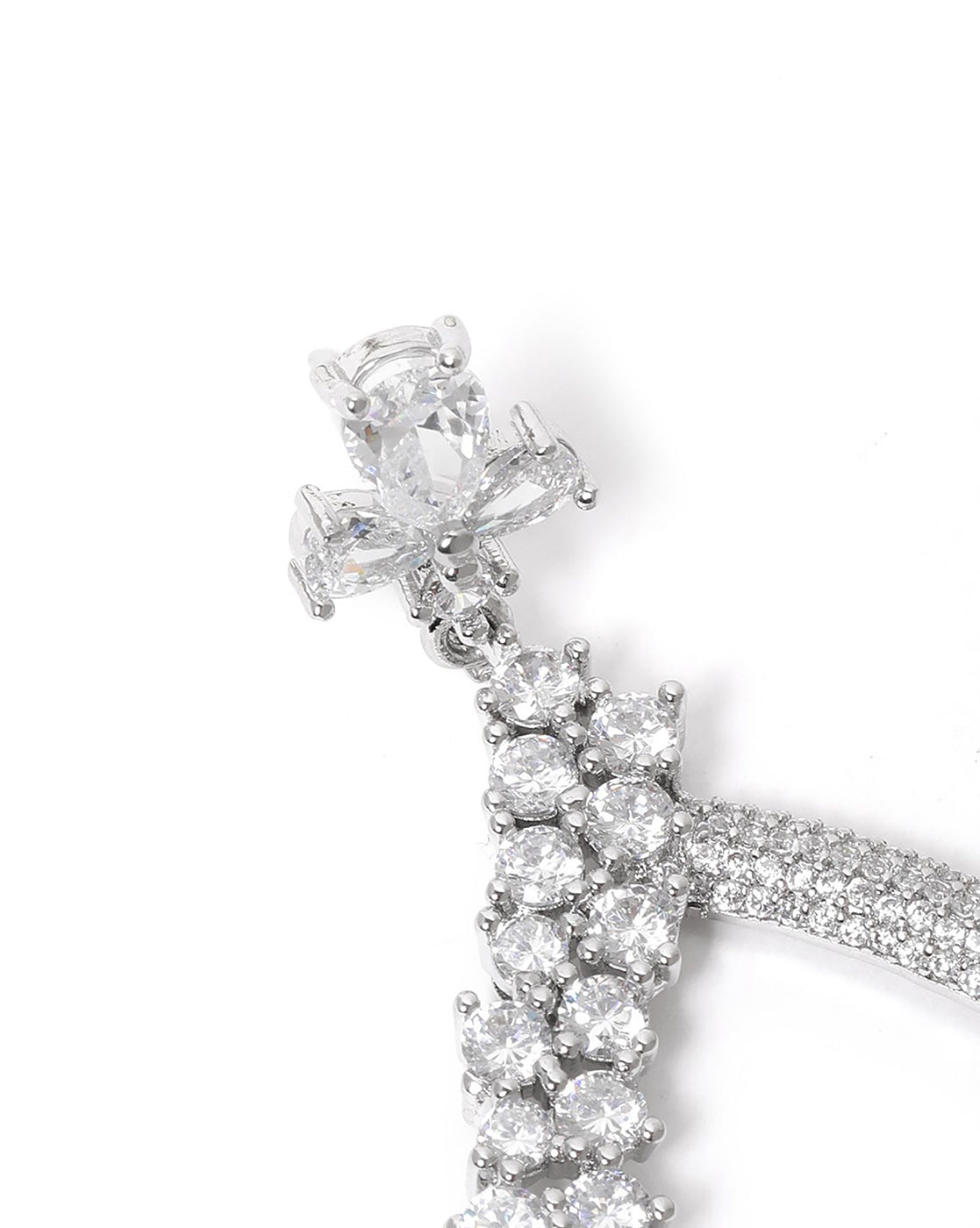 Premium Silver Plated CZ Tear Drop Fancy Earring