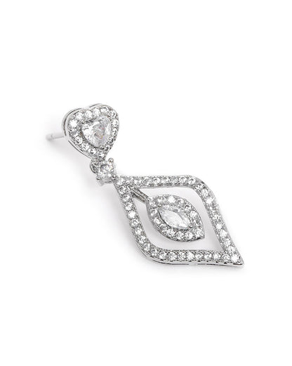 Premium Silver Plated CZ Heart and Marquise Fancy Drop Earring