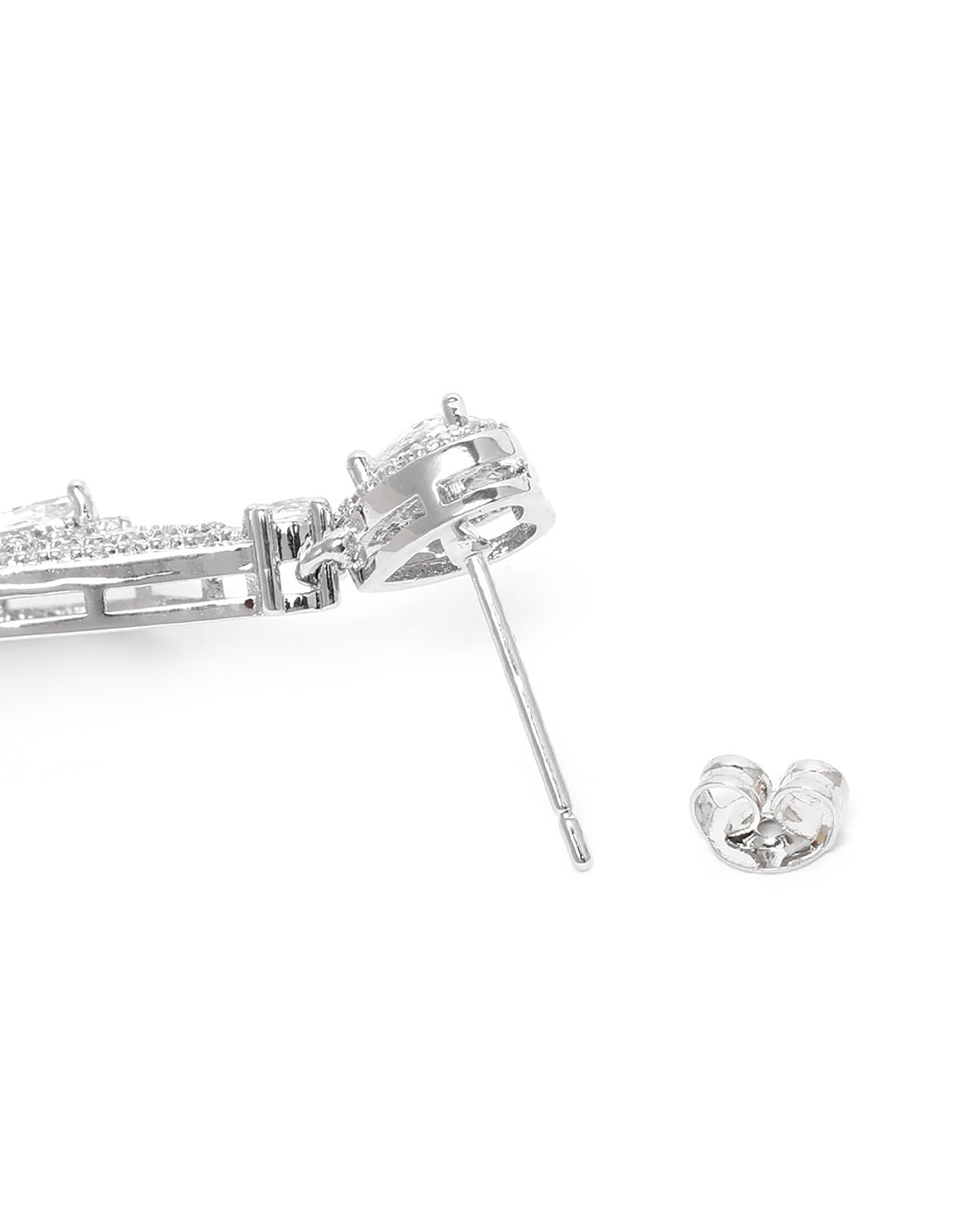 Premium Silver Plated CZ Heart and Marquise Fancy Drop Earring