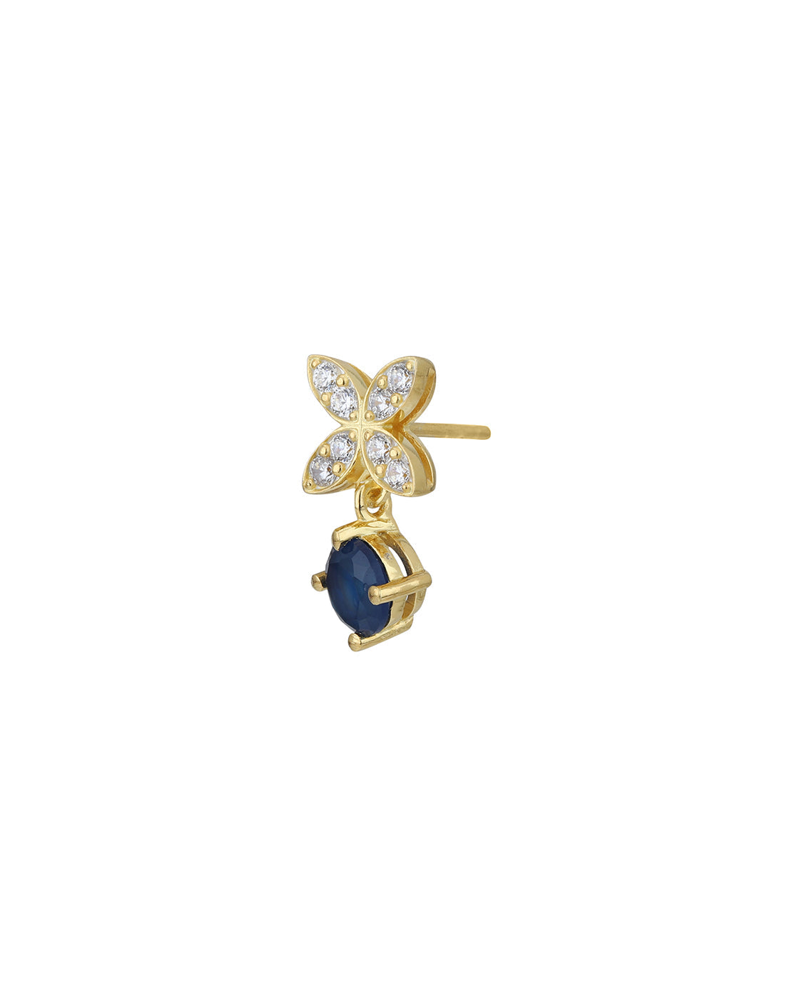 18kt Gold Plated CZ Floral Saphire Circular Drop Earring