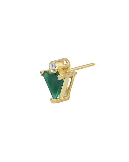 18kt Gold Plated CZ Emerald Triangular Stud Earring
