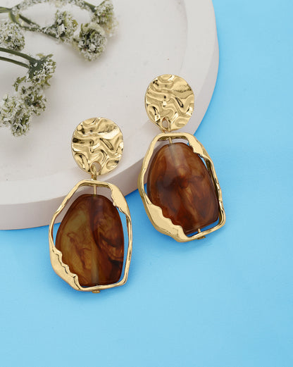 Gold Plated Glass Bead Contemporary Drop Earring