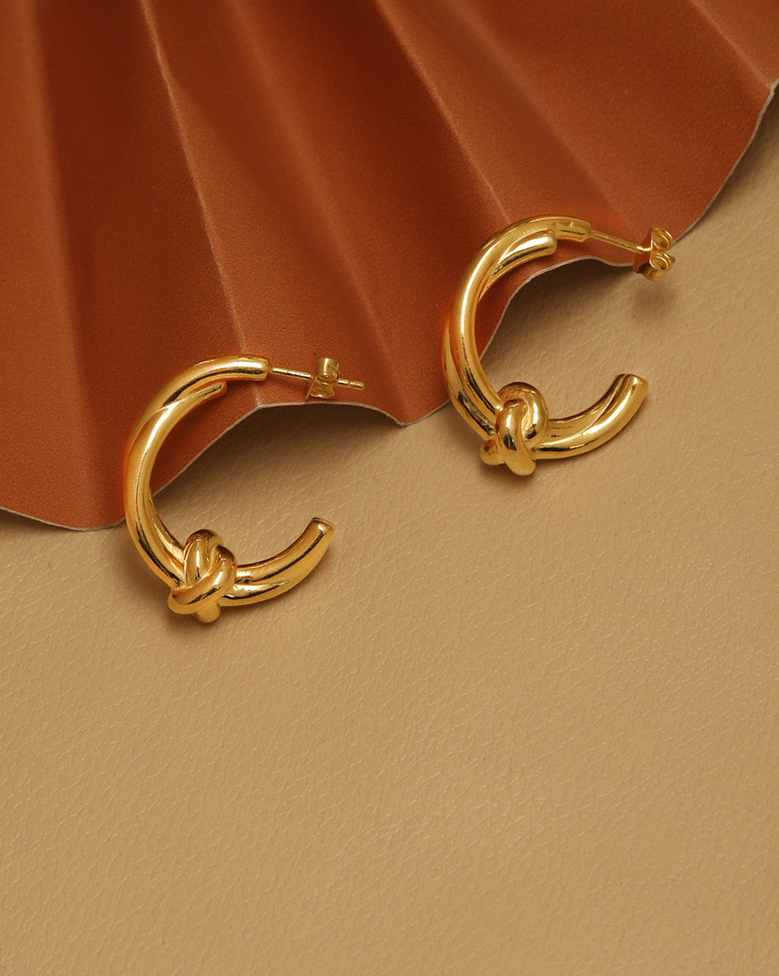 18kt Gold Plated Double Bar &amp; Circular Half Hoop Earring