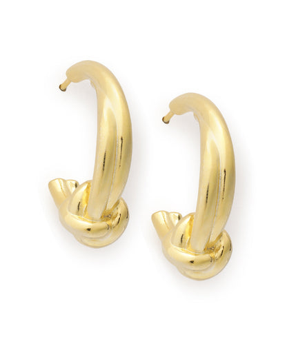18kt Gold Plated Double Bar &amp; Circular Half Hoop Earring