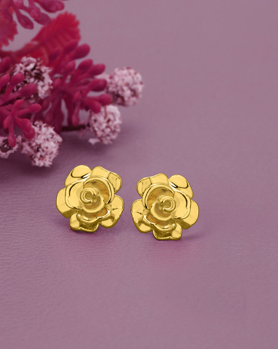 18kt Gold Plated Bold Rose Stud Earring