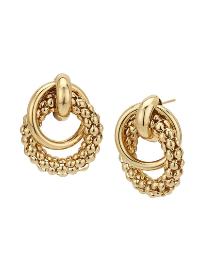 Gold Plated Spiral Contemporary Drop Earring