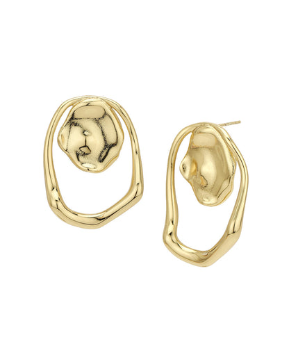 Gold Plated Contemporary Bold Stud Earring