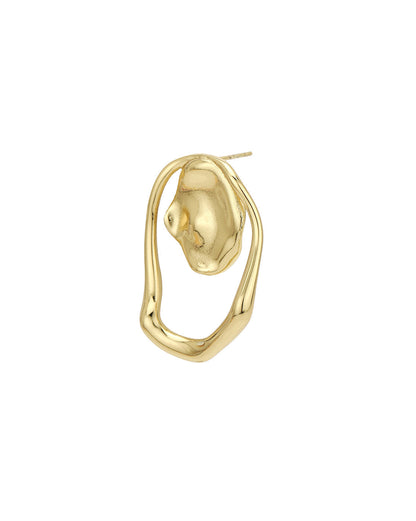 Gold Plated Contemporary Bold Stud Earring