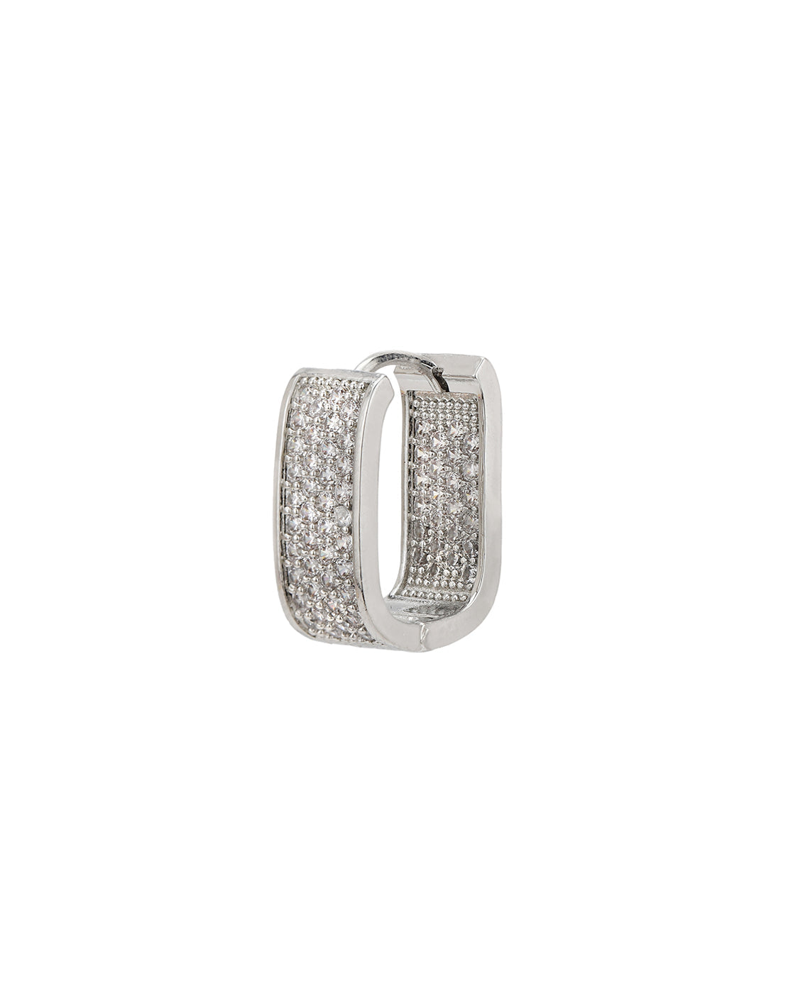 Silver Plated CZ Oval Hoop Earring