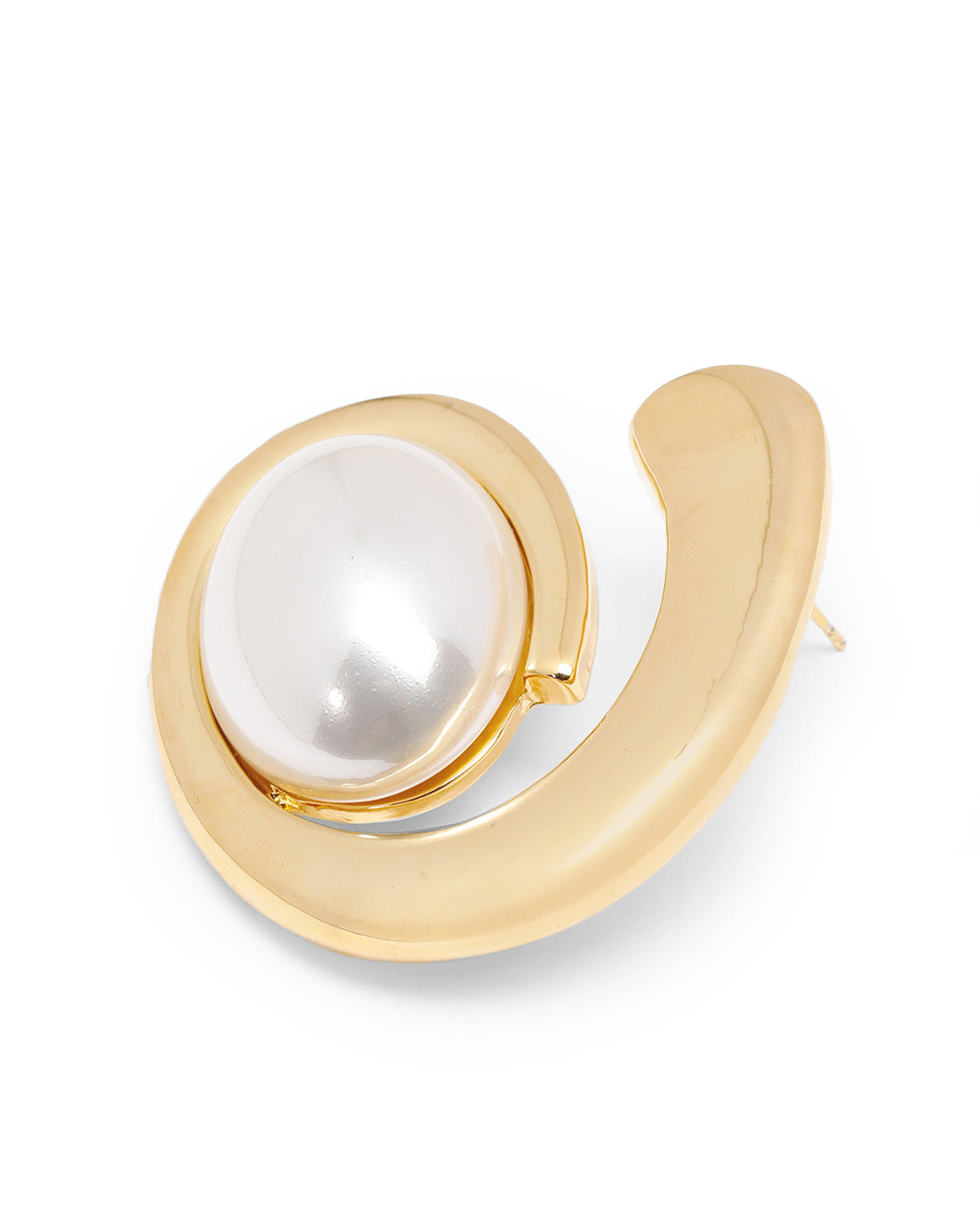 Premium 18kt Gold Plated Pearl Contemporary Bold Stud Earring