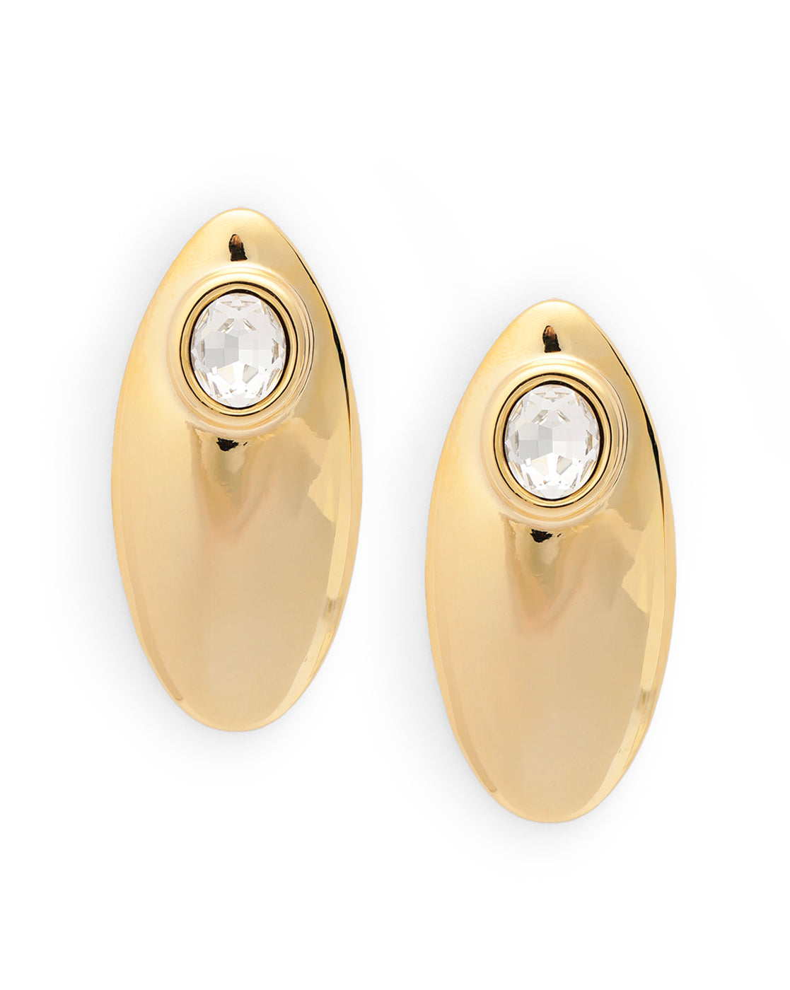 Premium 18kt Gold Plated Crystal Oval Bold Stud Earring