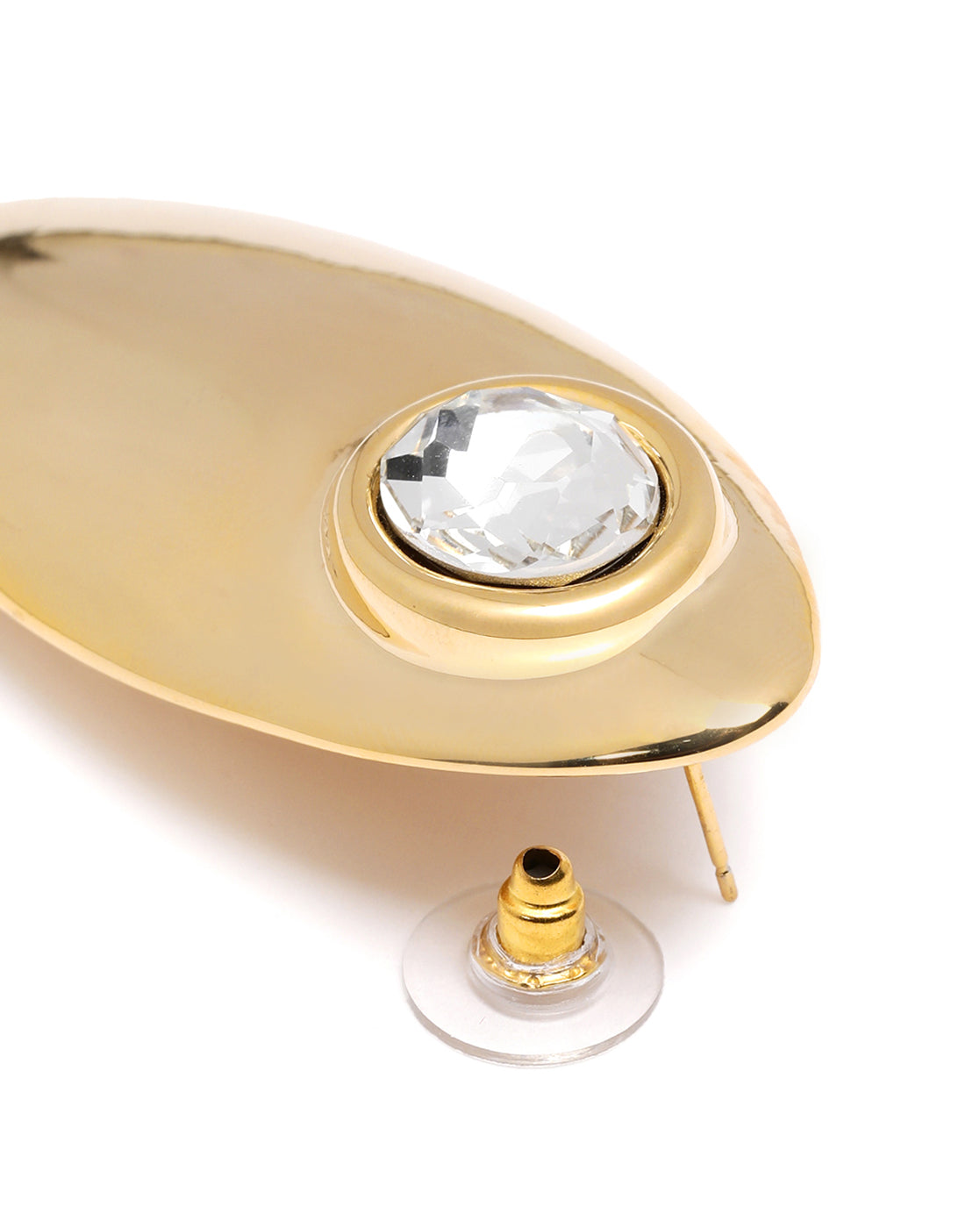 Premium 18kt Gold Plated Crystal Oval Bold Stud Earring
